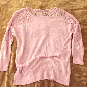 SOLD Pink knit sweater with eyelet accent