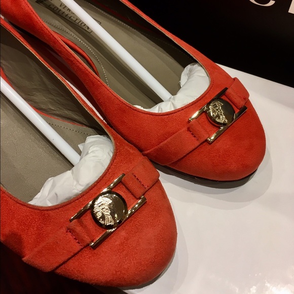 Brand New Versace ballet flats orange suede 36