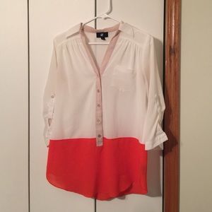 Polyester color blocked blouse