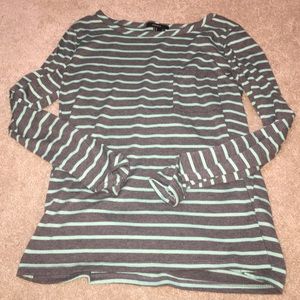 Mint green and gray stripped long sleeve tee