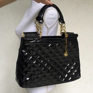 Big Buddha Handbag Purse Black Patent
