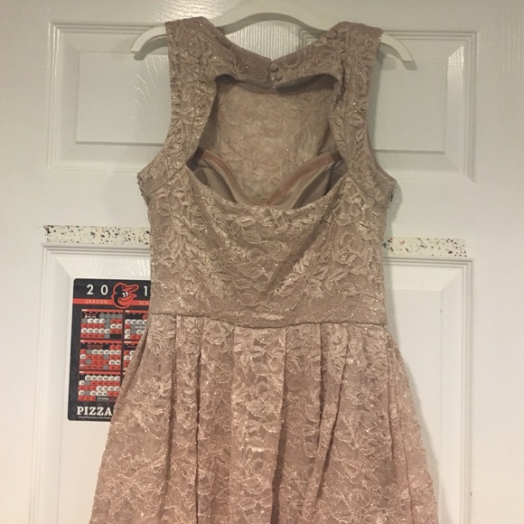 Tan, sparkly, lace dress. - Picture 2 of 3