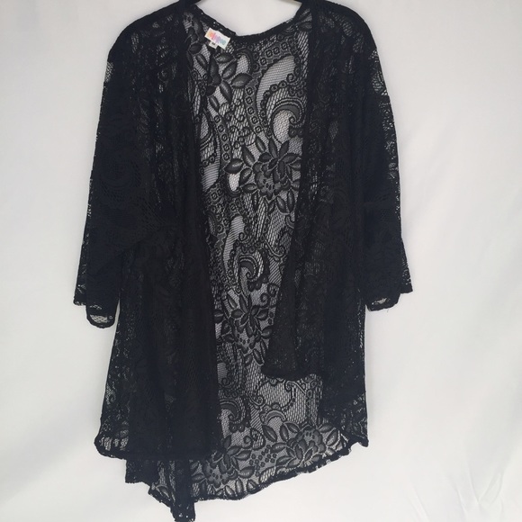LuLaRoe Tops - Lula Roe sheer black lace cardigan size Medium