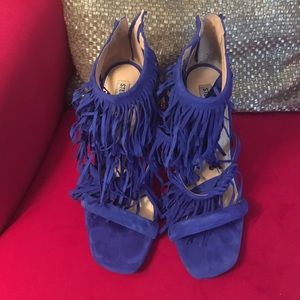 HOT, SEXY & SASSY blue suede fringe sandal!