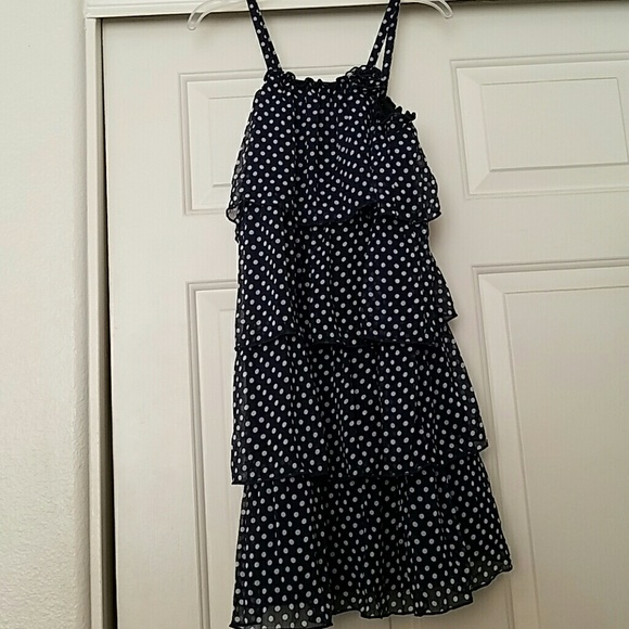*SOLD* Girls' Polka Dotted Navy Dress