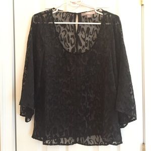 Sheer Black Leopard Print Blouse