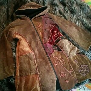 Gypsy boho fleece lined coat festival