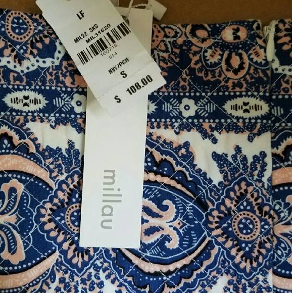 3/$30 LF Quilted Blue Pink Bodycon Skirt Fits lk S - Picture 3 of 4