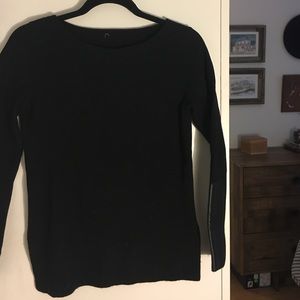 Club Monaco Black Sweater with Leather Detail
