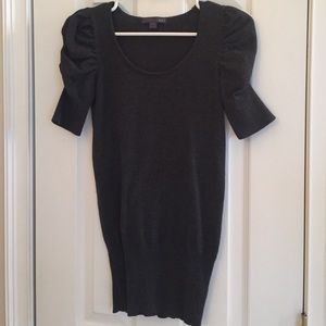 Dark Gray Sweater Top with Ruched Shoulder