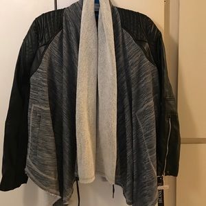Grey leather/ cotton jacket size S. NWT