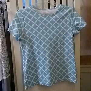 Croft&Barrow Aqua and White Short Sleeve Tee