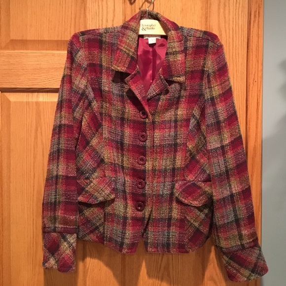 Burgundy Plaid Blazer
