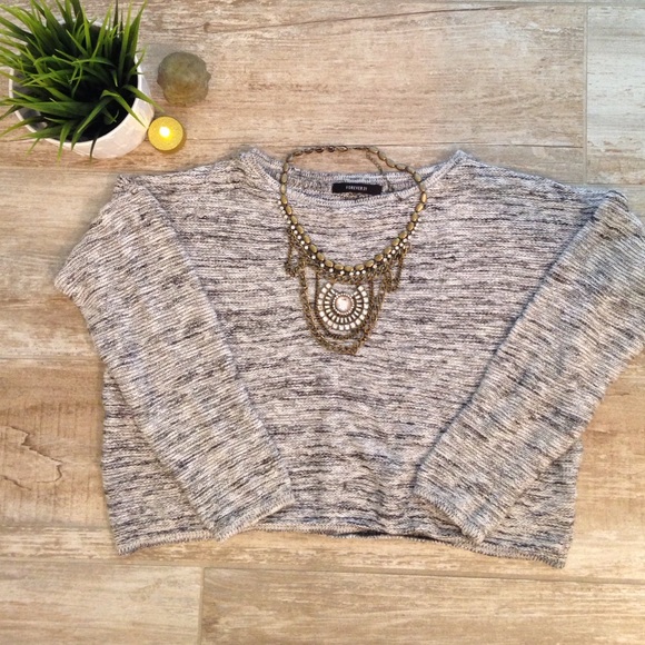 Cropped Black & White Sweater