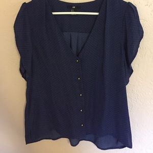Blue Button up HM top!