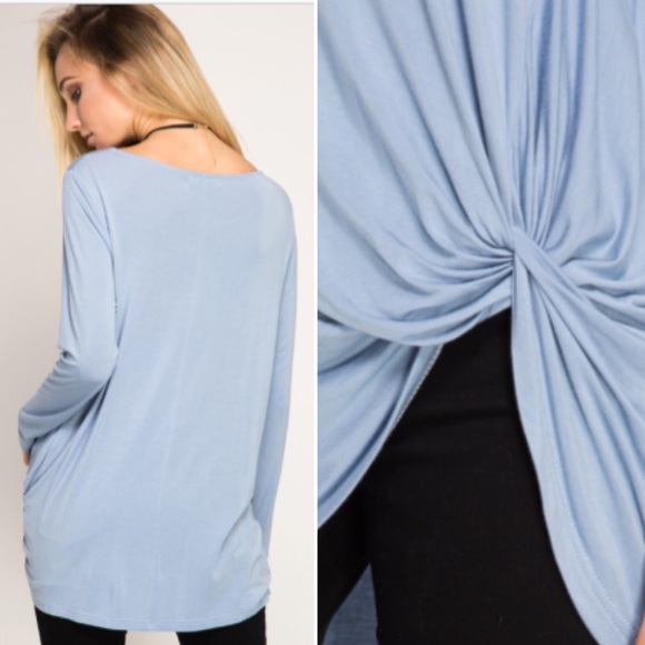 Boutique Light Blue Sweet Darling Long Sleeves Top - Picture 3 of 4