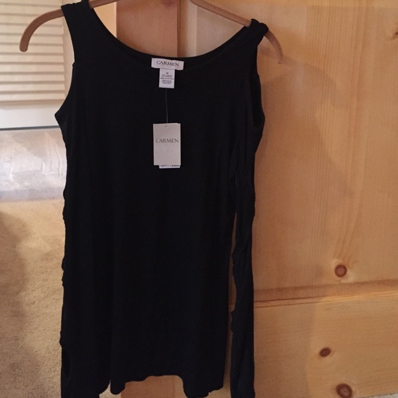 black long sleeve cold shoulder top . Size M.