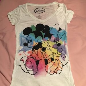 White Mickey and Minnie Mouse tee
