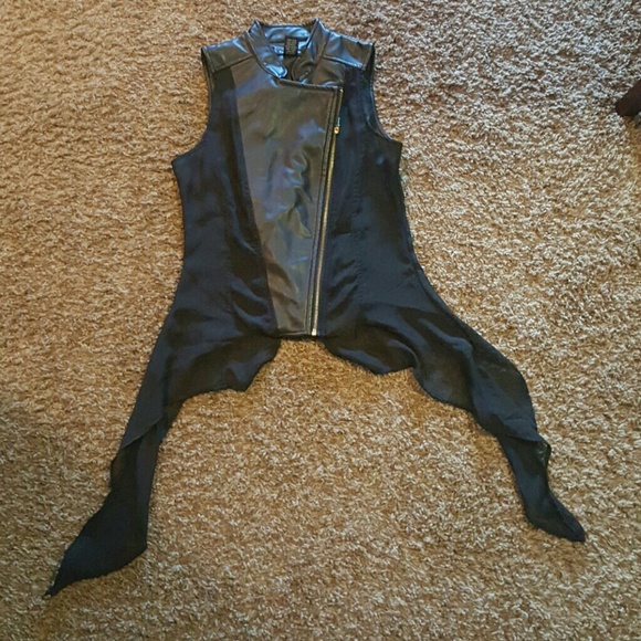 Black faux leather vest