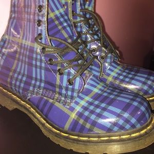 Plaid blue Doc martens