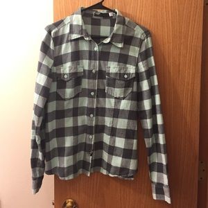 Mint green and grey flannel
