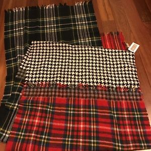 NWT Plaid patched extra long wool scarf