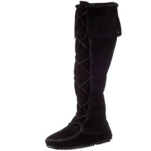Minnetonka Lace Up Fringe Boots