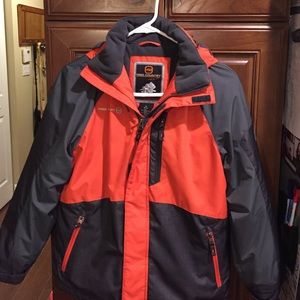Orange and grey snow/ski jacket for boys.