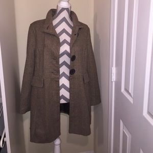 Brown Pea Coat with Large Buttons