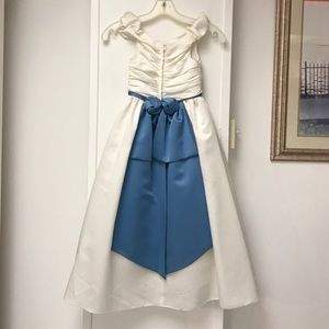 White and blue gown