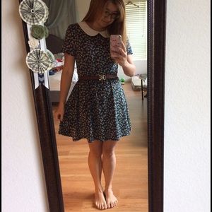 PETITE Peter Pan collar floral spring dress