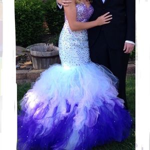 Designer Prom Dress ombré colors and mermaid style