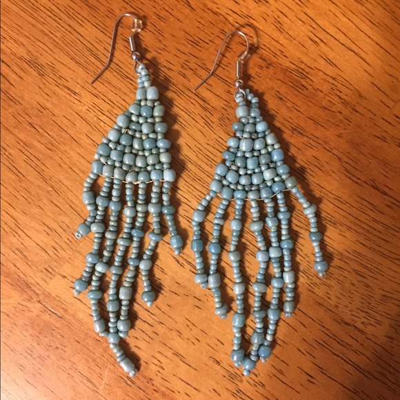 Turquoise boho style beaded earrings