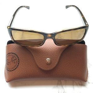 Ray-Ban Polarized rectangular framed sunglasses.