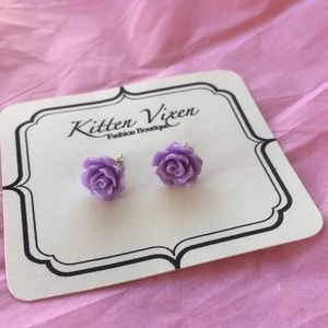 Kitten Vixen Purple Rose Earrings