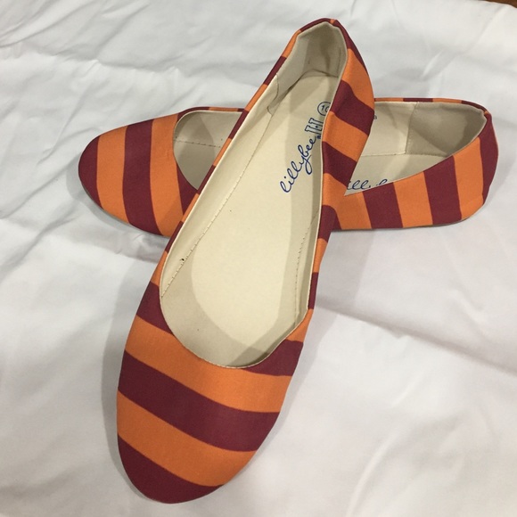 Orange and Maroon Ballet Flats