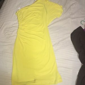 Yellow one shoulder Calvin Klein dress