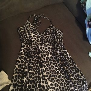 Leopard print halter maxi dress