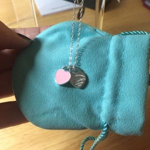 Tiffany silver pink heart necklace