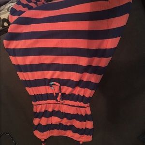 Orange and blue spaghetti strap dress