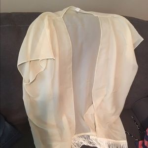Sheer kimono with fringe