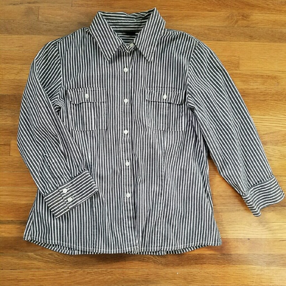 Black and white striped blouse
