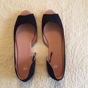 Black Peep Toe Flats