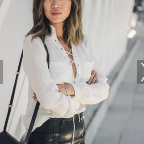 **SOLS** HAUTE ROGUE. | White lace up blouse NWOT - Picture 2 of 2