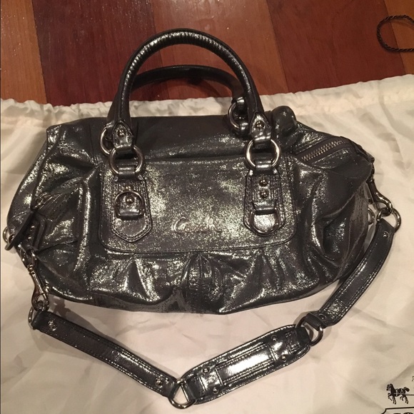 Silver Metallic Coach Bag