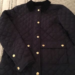 Jcrew Navy Quilted Jacket with corduroy collar