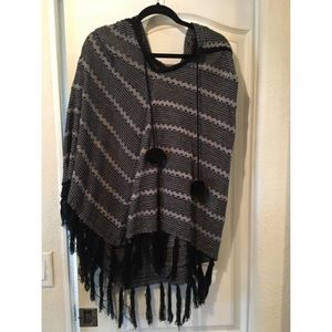 BCBG Hooded Shimmer Poncho