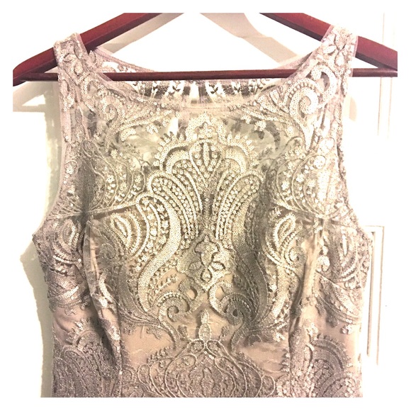 Mink Colored Sequin Lace Dress