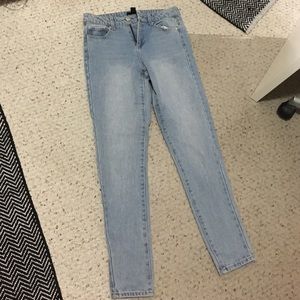 High waisted light wash mom jeans