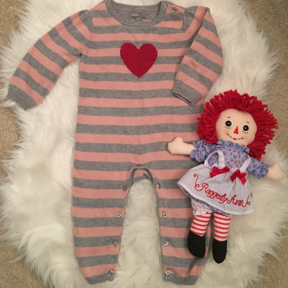 babyGAP Intarsia Heart Striped Sweater One-Piece - Picture 1 of 3